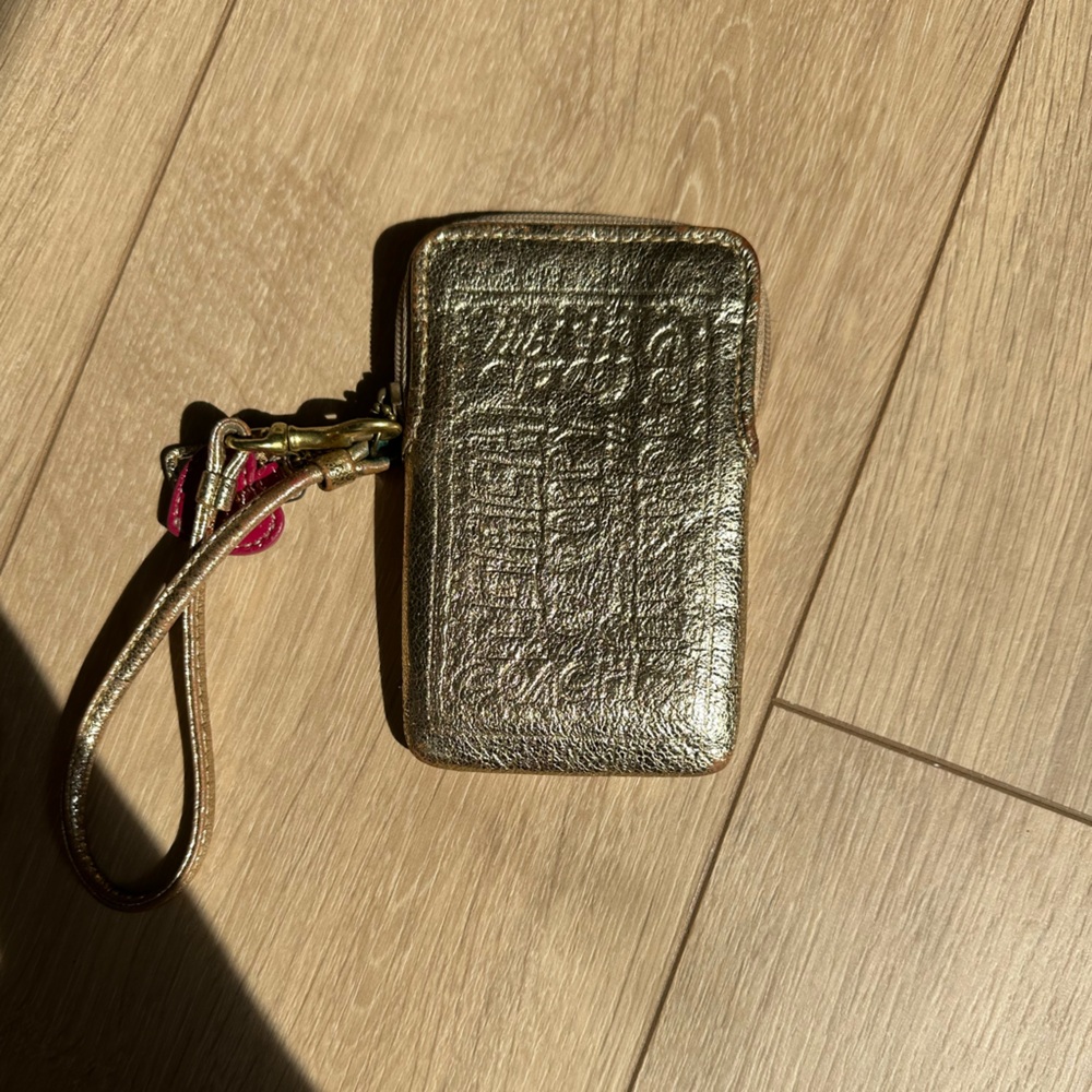 Coach Poppy Gold Wristlet Wallet